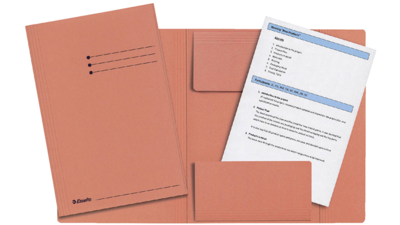 Dossiermap Esselte folio 3 kleppen manilla 275gr oranje