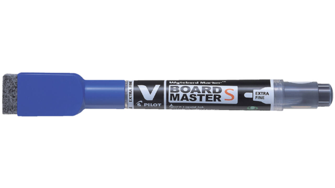 Viltstift Pilot whiteboard met wisser rond extra fijn blauw