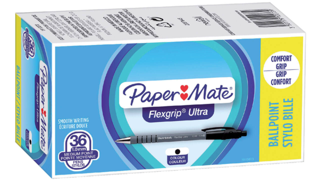 Balpen Paper Mate Flexgrip Ultra medium zwart valuepack 30+6 gratis