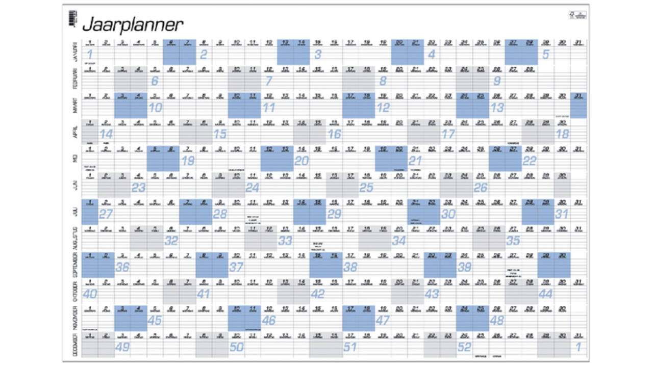 Jaarplankalender 2026 Quantore A1 84x57cm