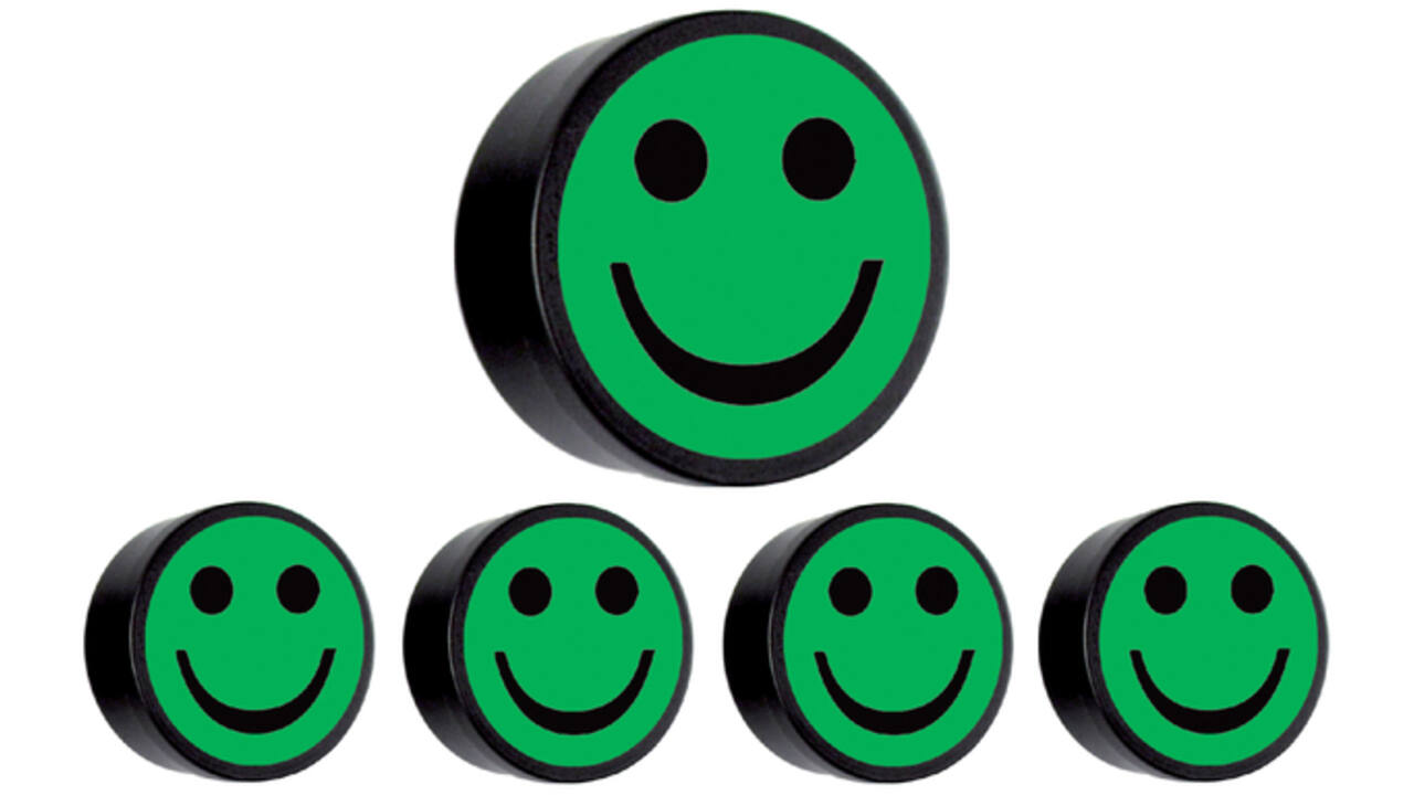 Magneet smiley 35mm groen