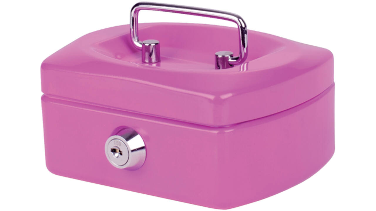 Geldkist Pavo met muntgleuf 125x95x60mm roze
