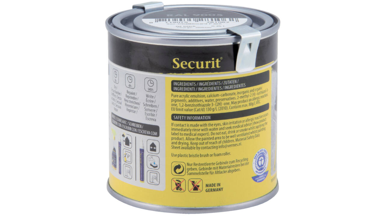 Krijtbord securit acyrlverf waterbasis 250ml zwart