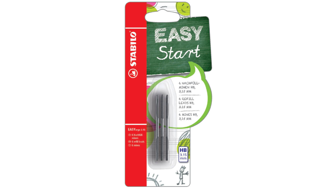 Potloodstift STABILO Easyergo refills HB 3.15mm blister à 6 stuks