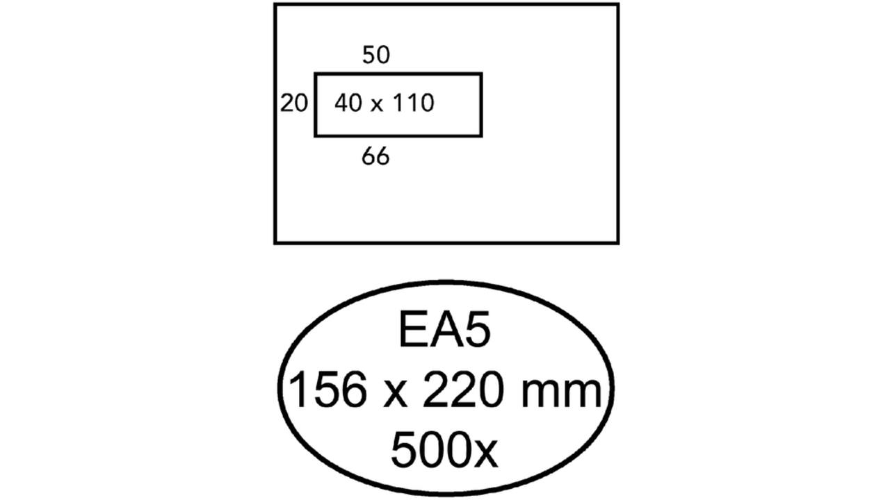 Envelop Hermes EA5 156x220mm venster 4X11links 500stuks