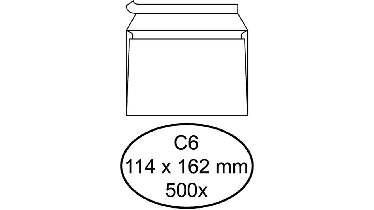 Envelop Hermes bank C6 114x162mm zelfklevend wit doos à 500 stuks