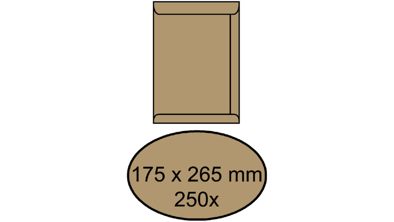 Envelop akte IEZZY 175x265mm zelfklevend 90gr bruin 250stuks
