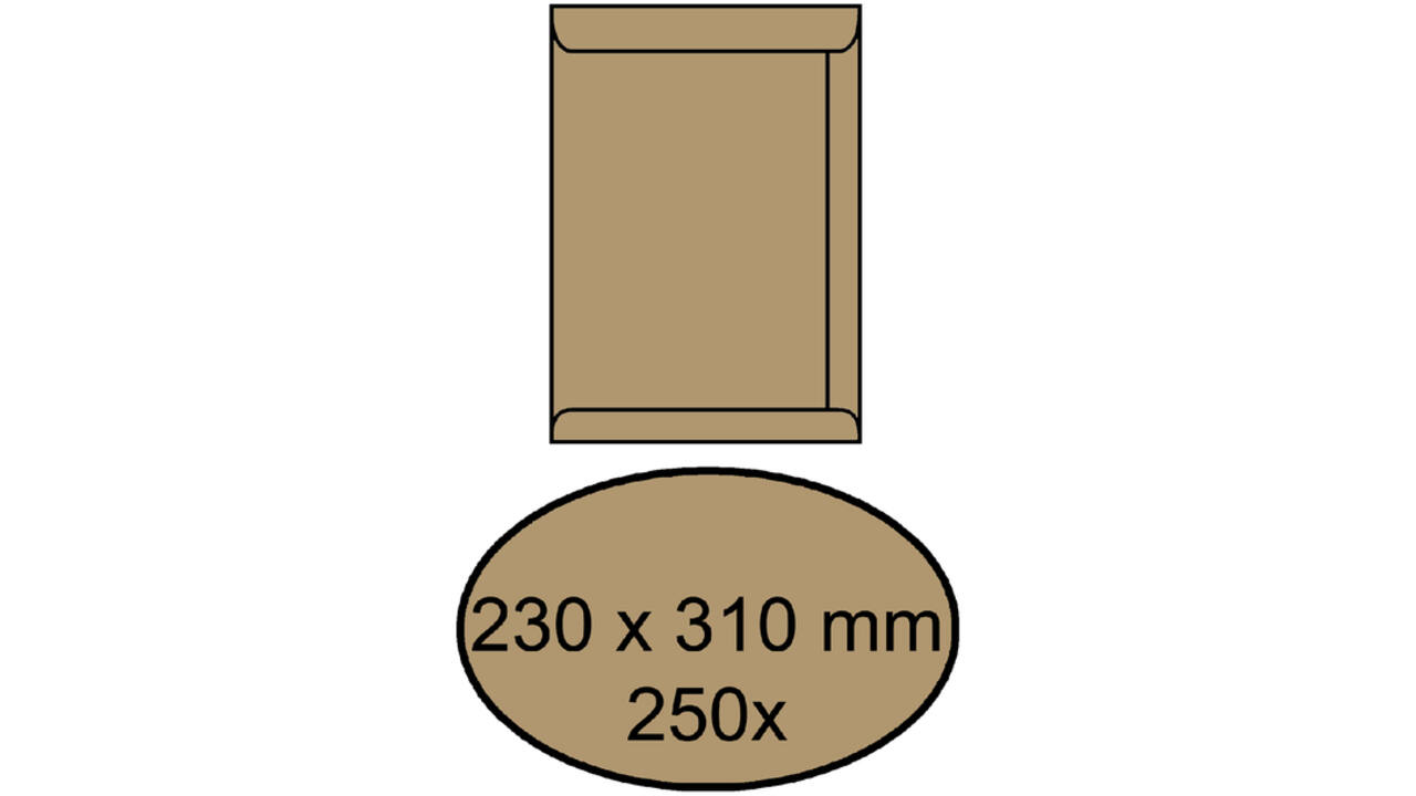 Envelop IEZZY akte 230x310mm zelfklevend 90gr bruin 250stuks