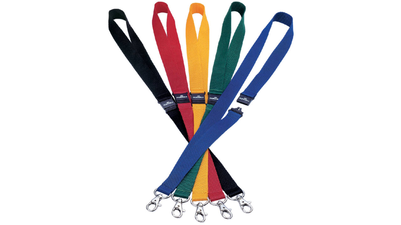 Textielkoord Durable 8137 met karabijnhaak donkerblauw
