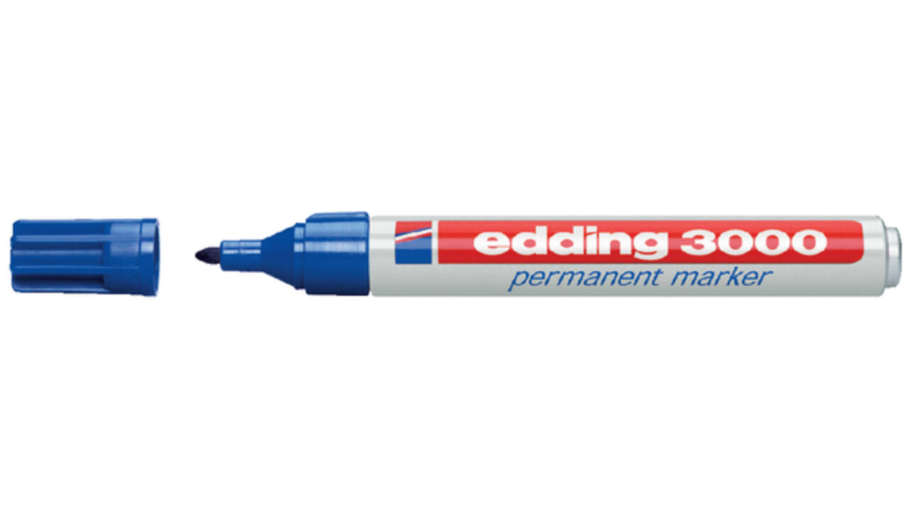Viltstift edding 3000 rond 1.5-3mm blauw blister à 4 stuks