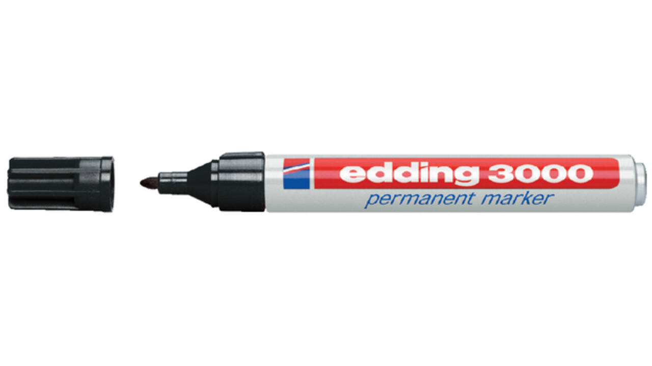 Viltstift edding 3000 rond 1.5-3mm zwart blister à 4 stuks