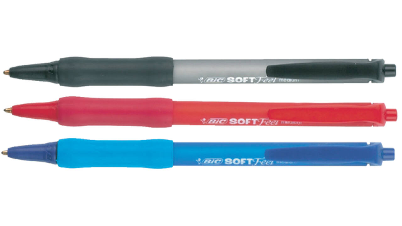 Balpen Bic soft feel grip clic medium rood