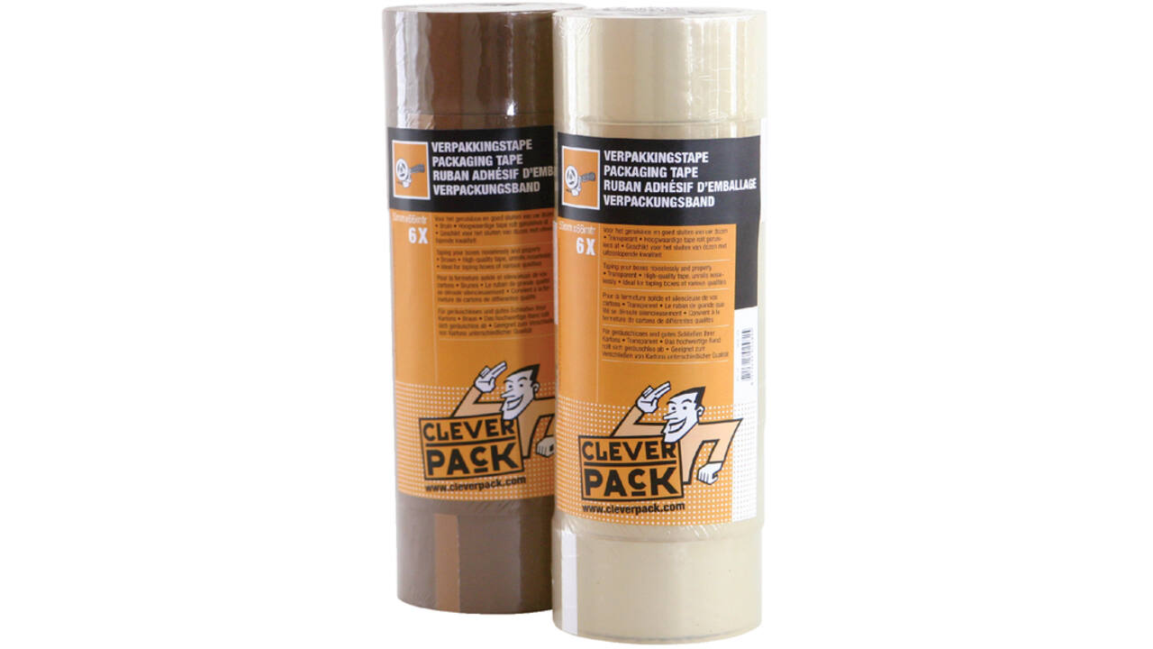 Verpakkingstape CleverPack 48mmx66m bruin PP pak à 6 rol