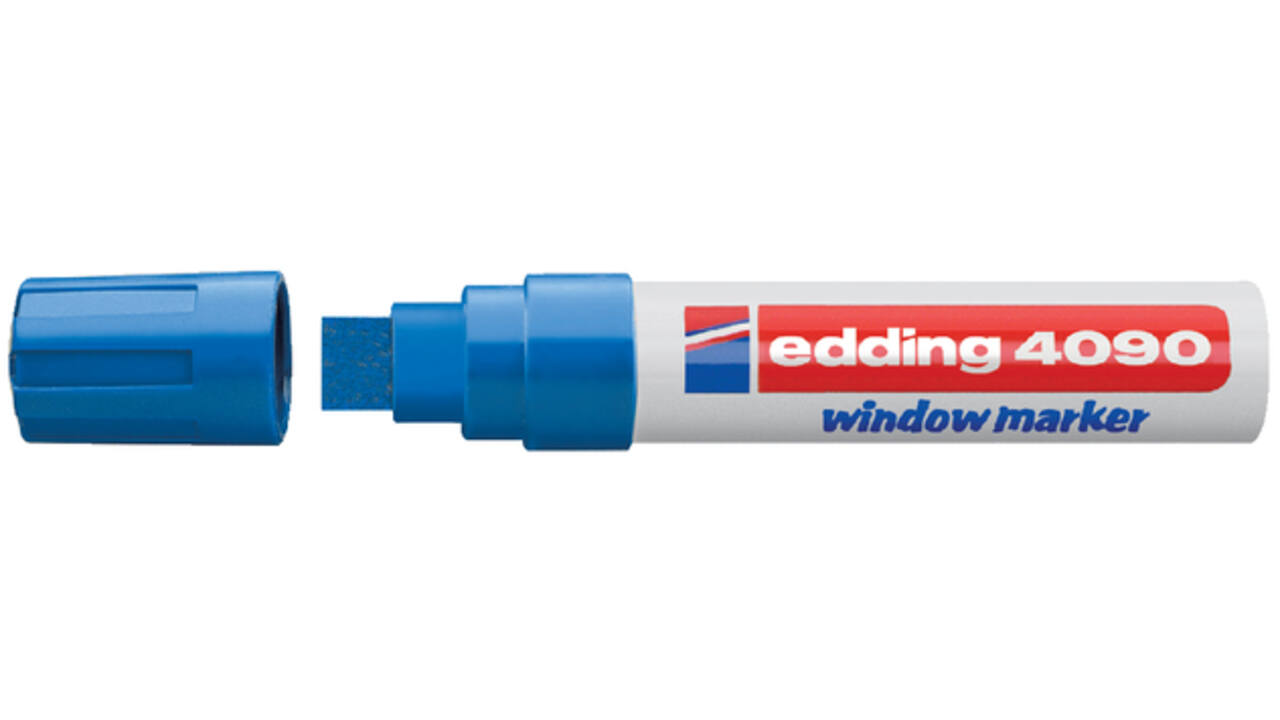 Krijtstift edding 4090 window schuin 4-15mm blauw blister à 1 stuk