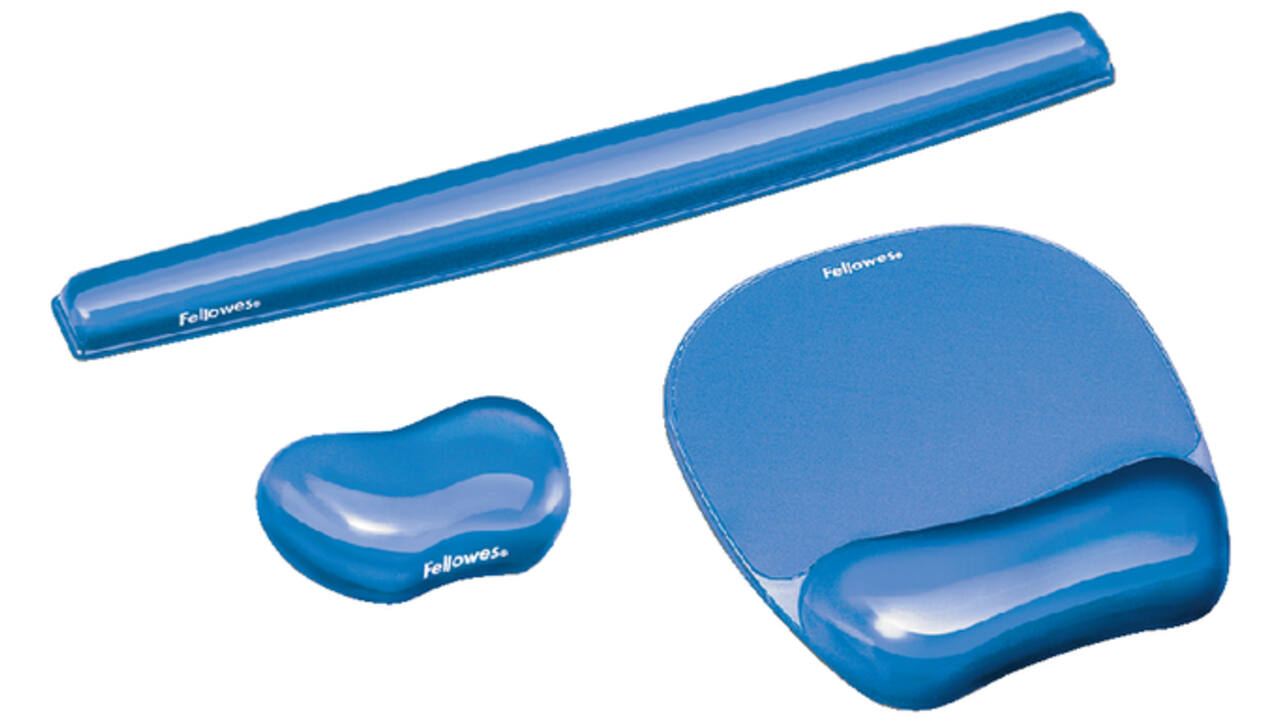 Polssteun toetsenbord Fellowes Crystals gel transparant blauw
