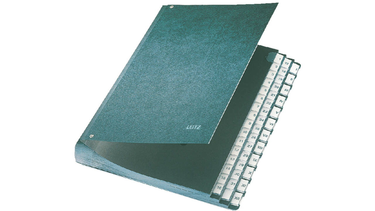 Termijnmap Leitz 1-31 + I-XII 270x50x345mm hardboard zwart