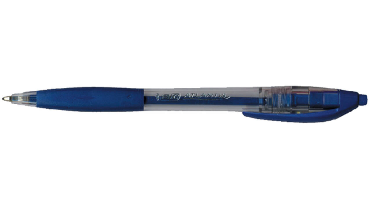 Balpen Bic Atlantis classic grip clic medium blauw valuepack 30+6 gratis