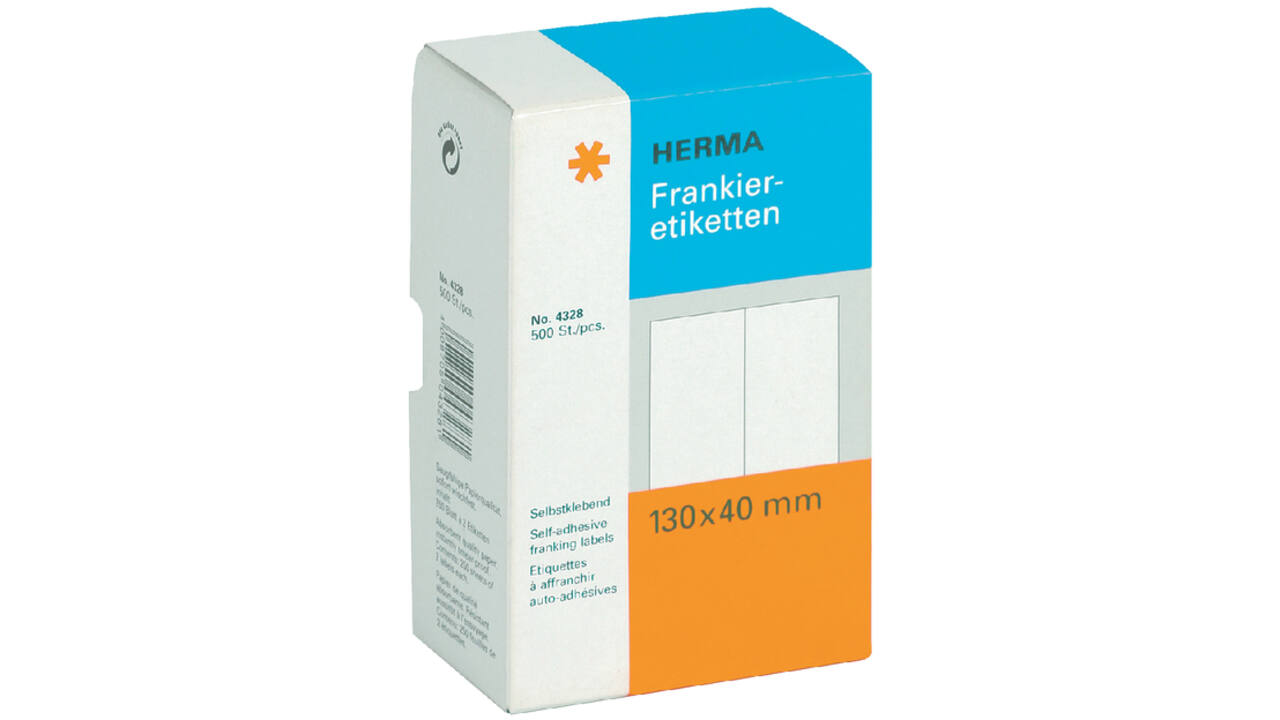 Frankeeretiket HERMA 4328 dubbel 130x40mm 500stuks