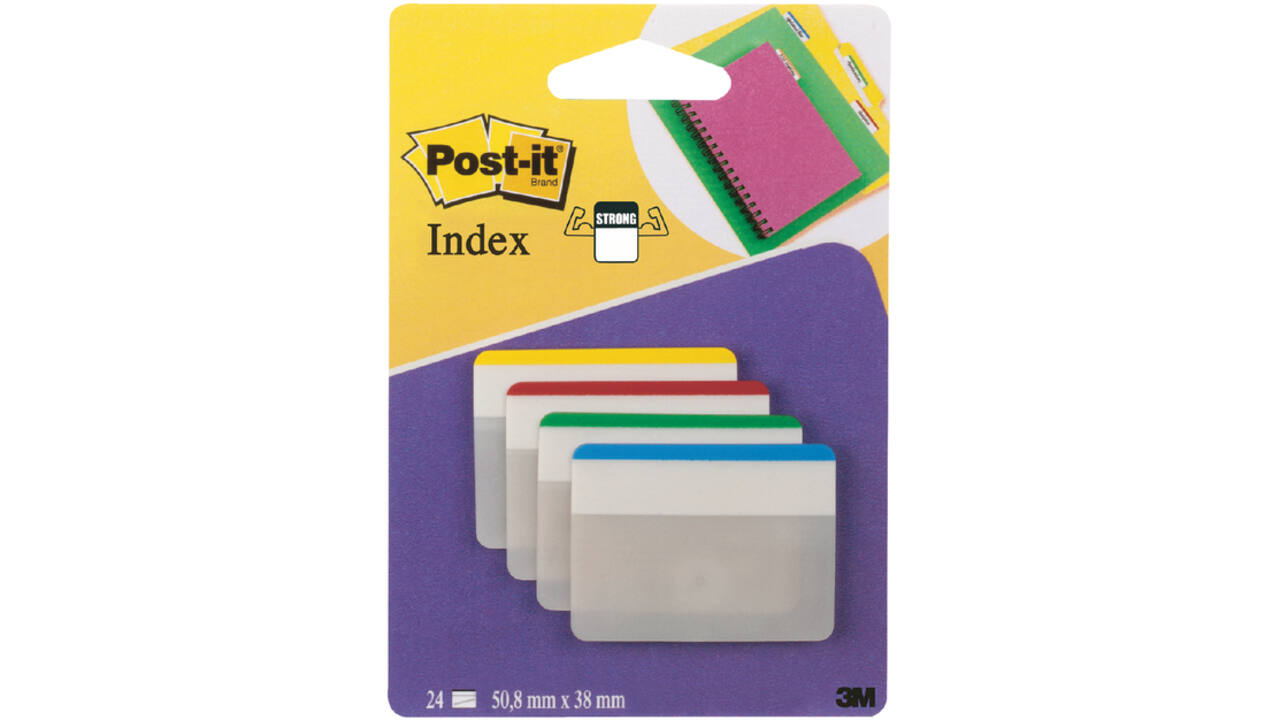 Indextabs Post-it 686F1 38x50.8mm strong recht assorti 24 tabs