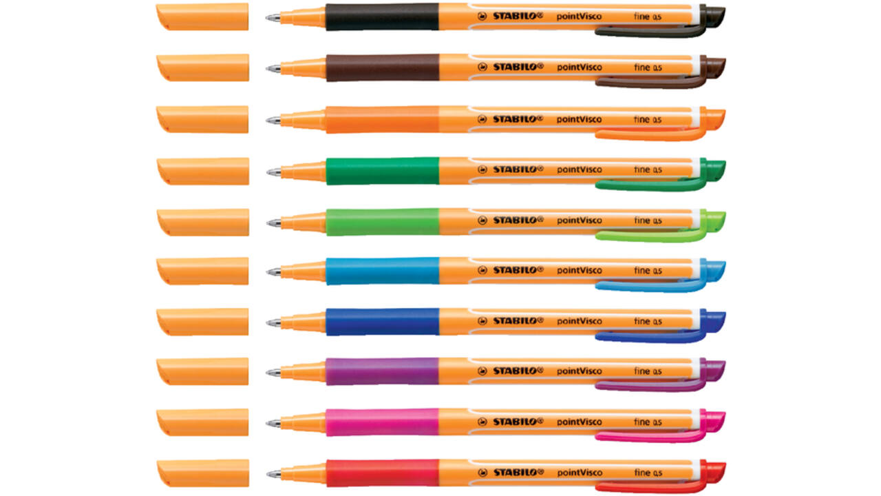 Rollerpen STABILO PointVisco 1099/10 fijn assorti etui à 10 stuks