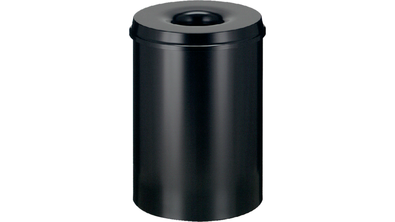 Papierbak met vlamdover Vepabins 30liter 33.5cm zwart