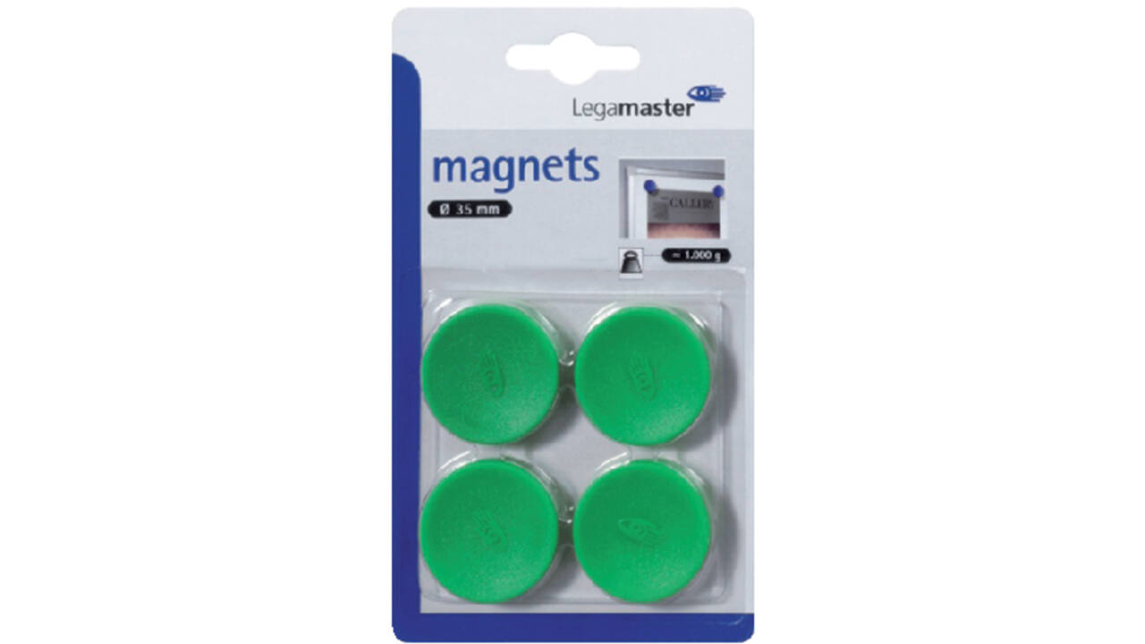Magneet Legamaster 35mm 1000gr groen 4stuks