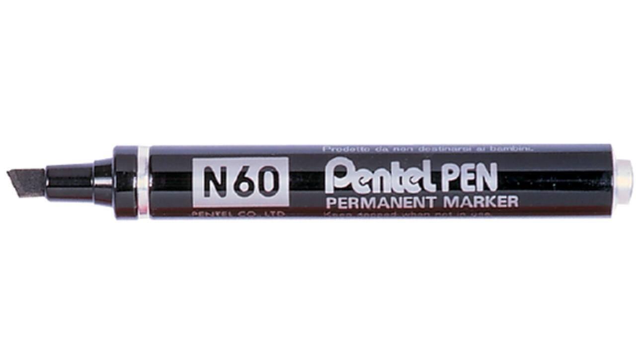 Viltstift Pentel N60 schuin 1.2-6mm zwart