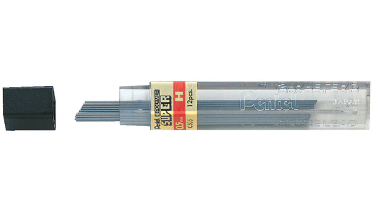 Potloodstift Pentel H 0.5mm zwart koker à 12 stuks