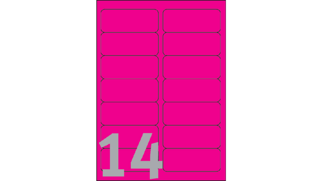 Etiket Avery L7363P-25 99.1x38.1mm neon roze 340stuks