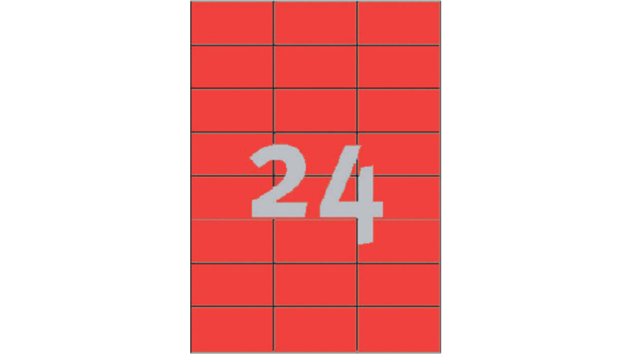 Etiket Avery Zweckform 3448 70x37mm rood 2400stuks