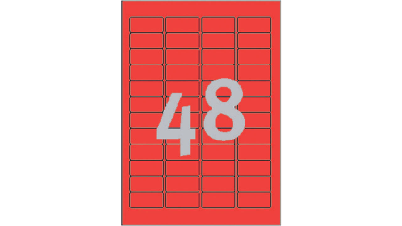 Etiket Avery Zweckform L6038-20 45.7x21.2mm rood 960stuks