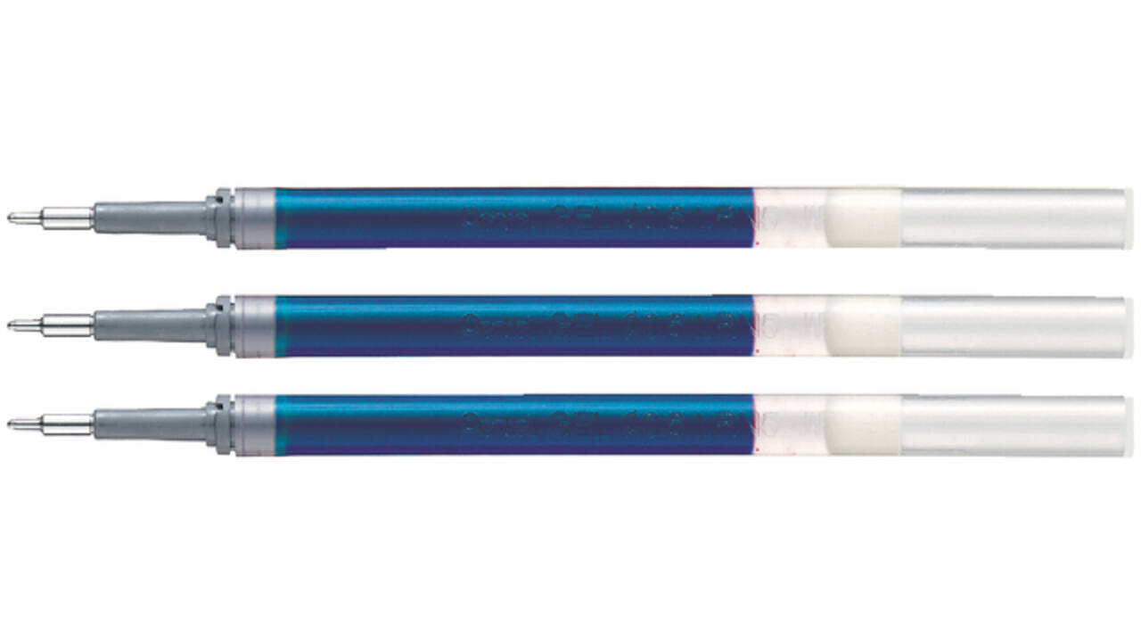 Gelschrijvervulling Pentel LR7 Energel met gratis gelpen medium blauw blister à 3 stuks