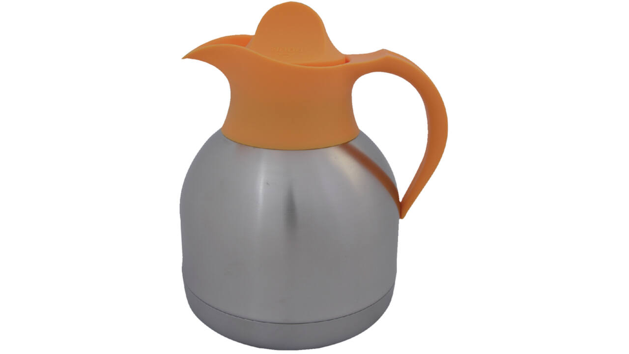 Thermoskan Biaretto theekan 1liter roestvrijstaal gele dop