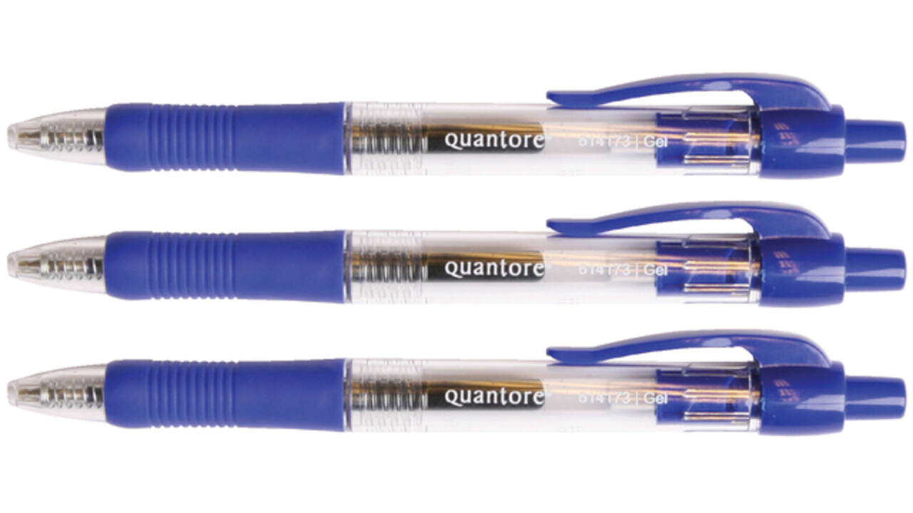Gelschrijver Quantore grip drukknop 0.7mm blauw