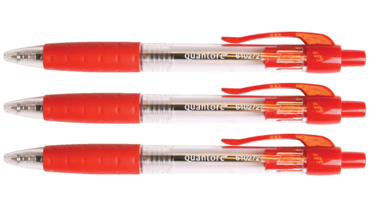 Balpen Quantore Grip drukknop rood medium