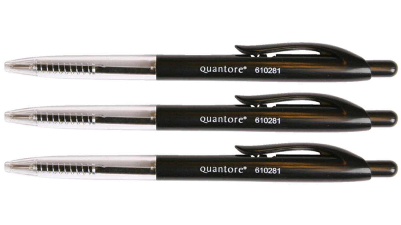 Balpen Quantore drukknop zwart medium