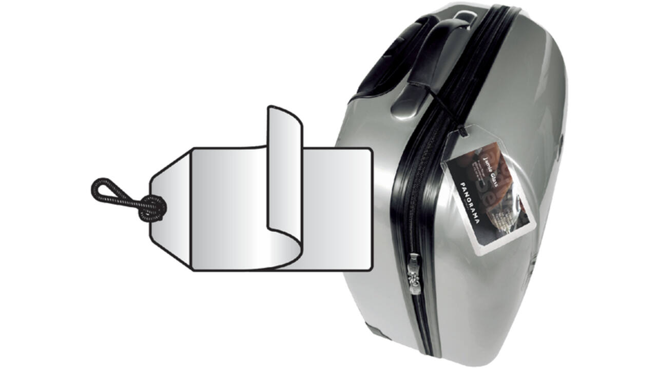 Label bagage Djois 3L 11120 72x123mm met nylonkoord transparant 10 stuks