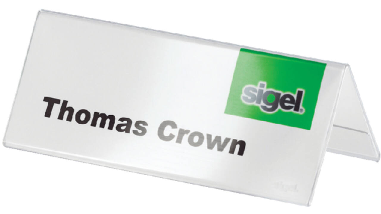 Tafelnaambord Sigel TA136 100x60mm 2-zijdig transparant