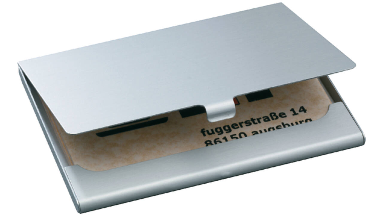 Visitekaarthouder Sigel VZ135 voor 15 kaarten 91x58mm graveerbaar aluminium mat zilver