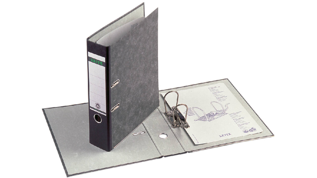 Ordner Leitz 1082 180° 80mm karton folio zwart
