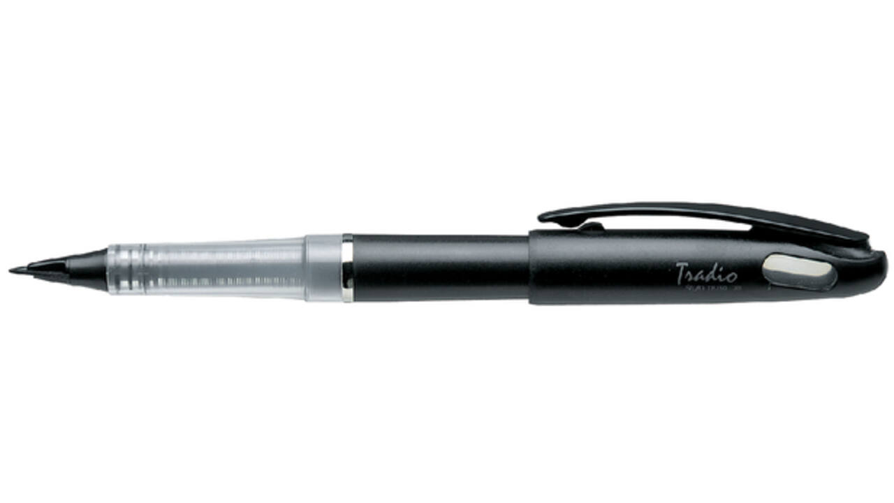 Fineliner Pentel TRJ50 Tradio met vulpenachtige punt fijn zwart