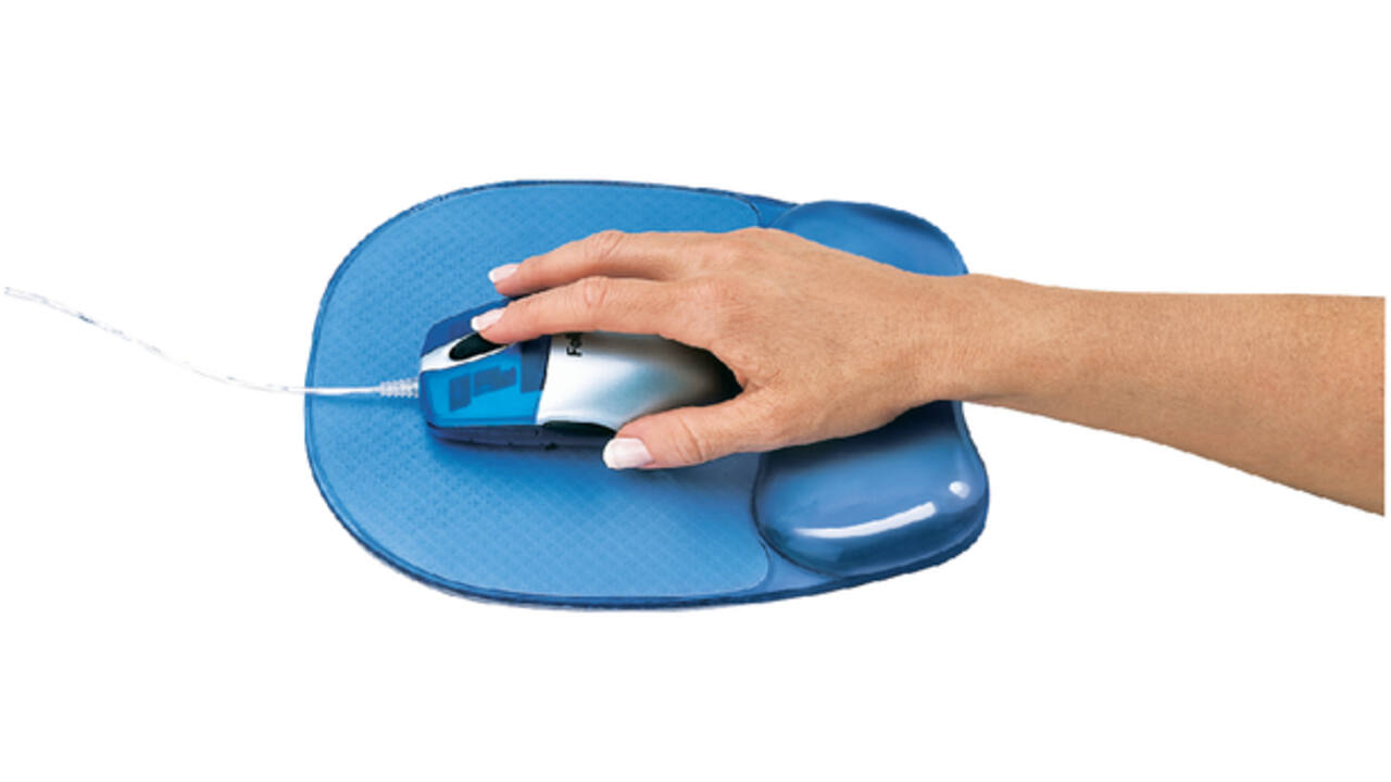 Muismat met polssteun Fellowes Crystals gel transparant blauw