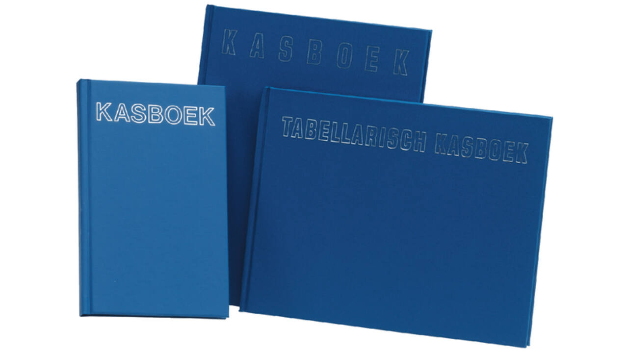 Kasboek 103x165mm 192blz 1 kolom blauw