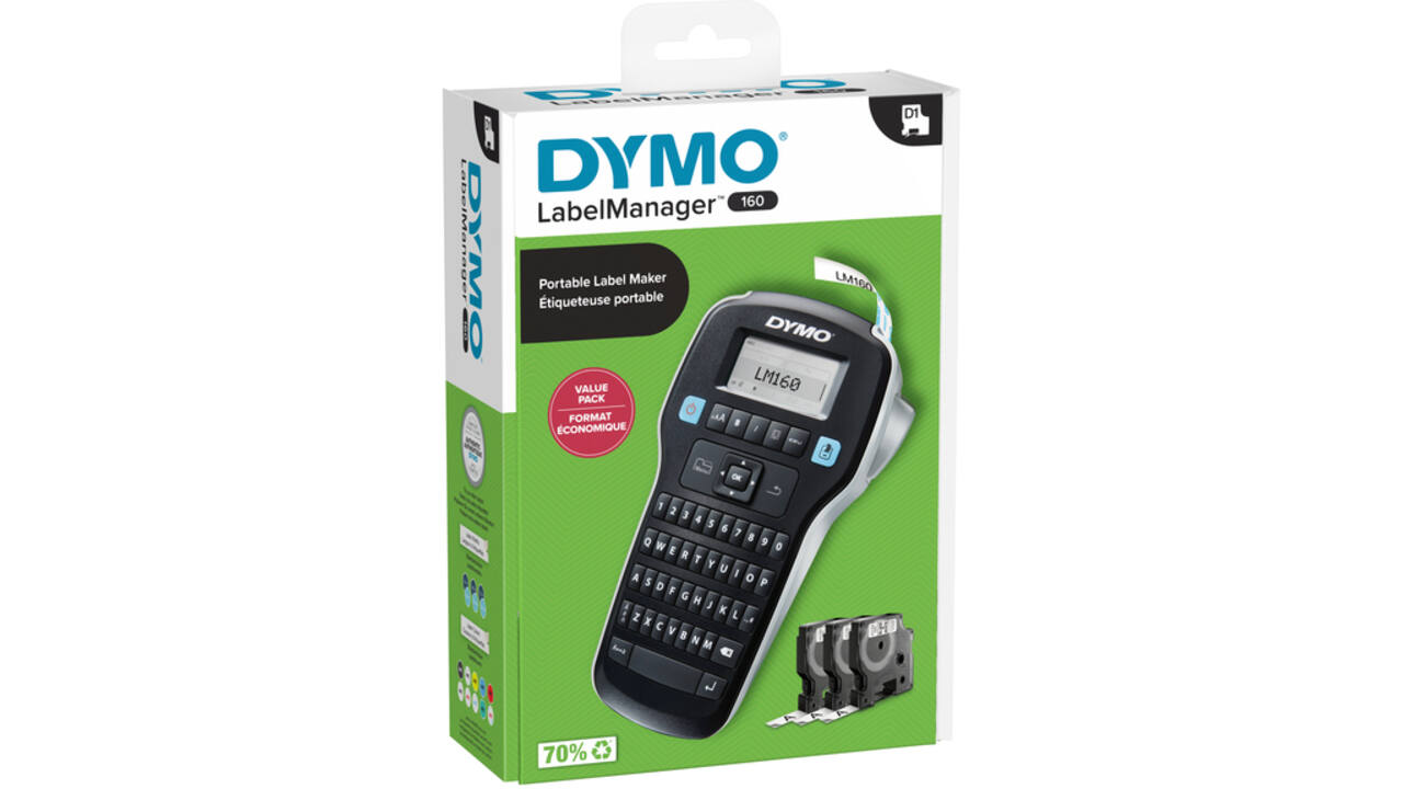 Labelprinter Dymo LabelManager 160 draagbaar qwerty 12mm zwart valuepack