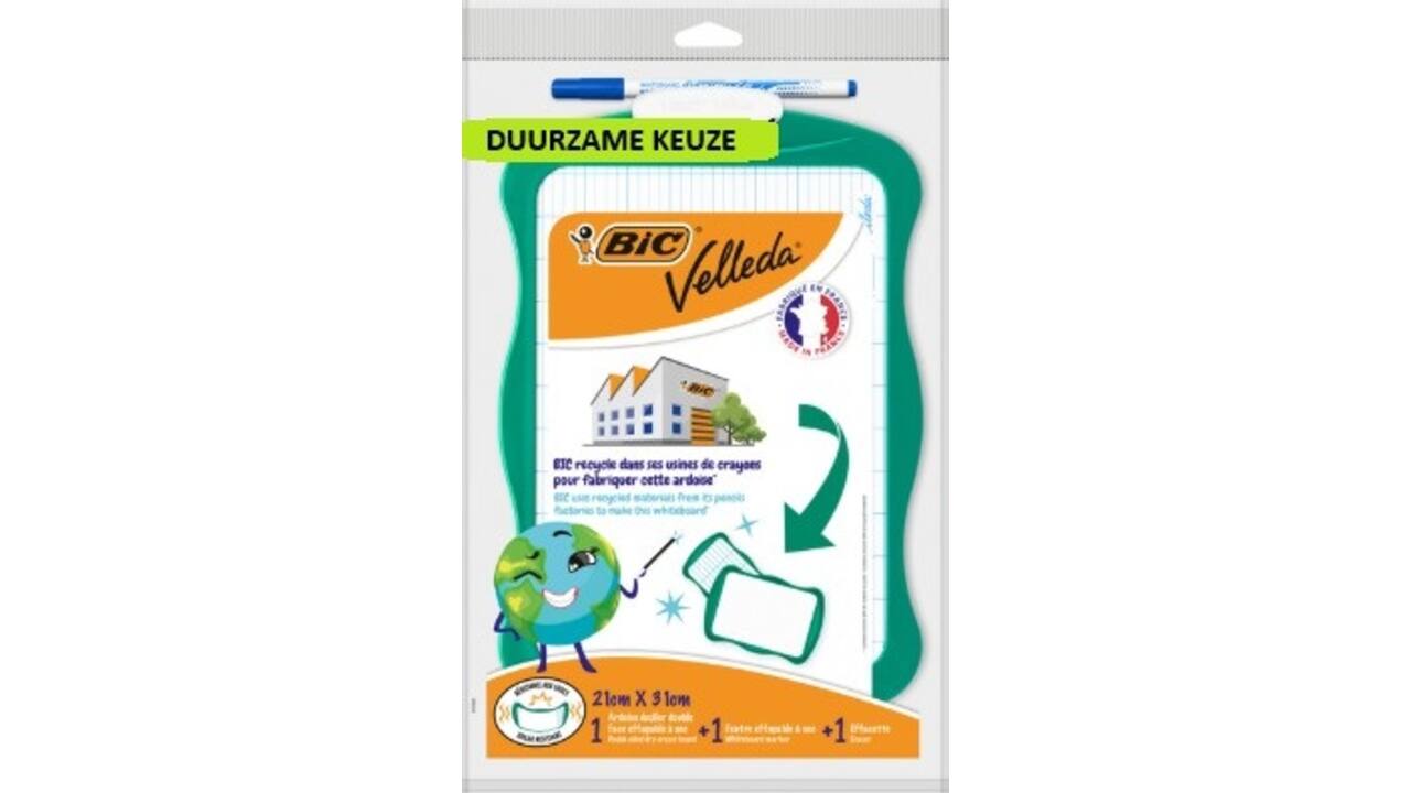 Whiteboard Bic Velleda 21x31cm inclusief stift en wisser recycle