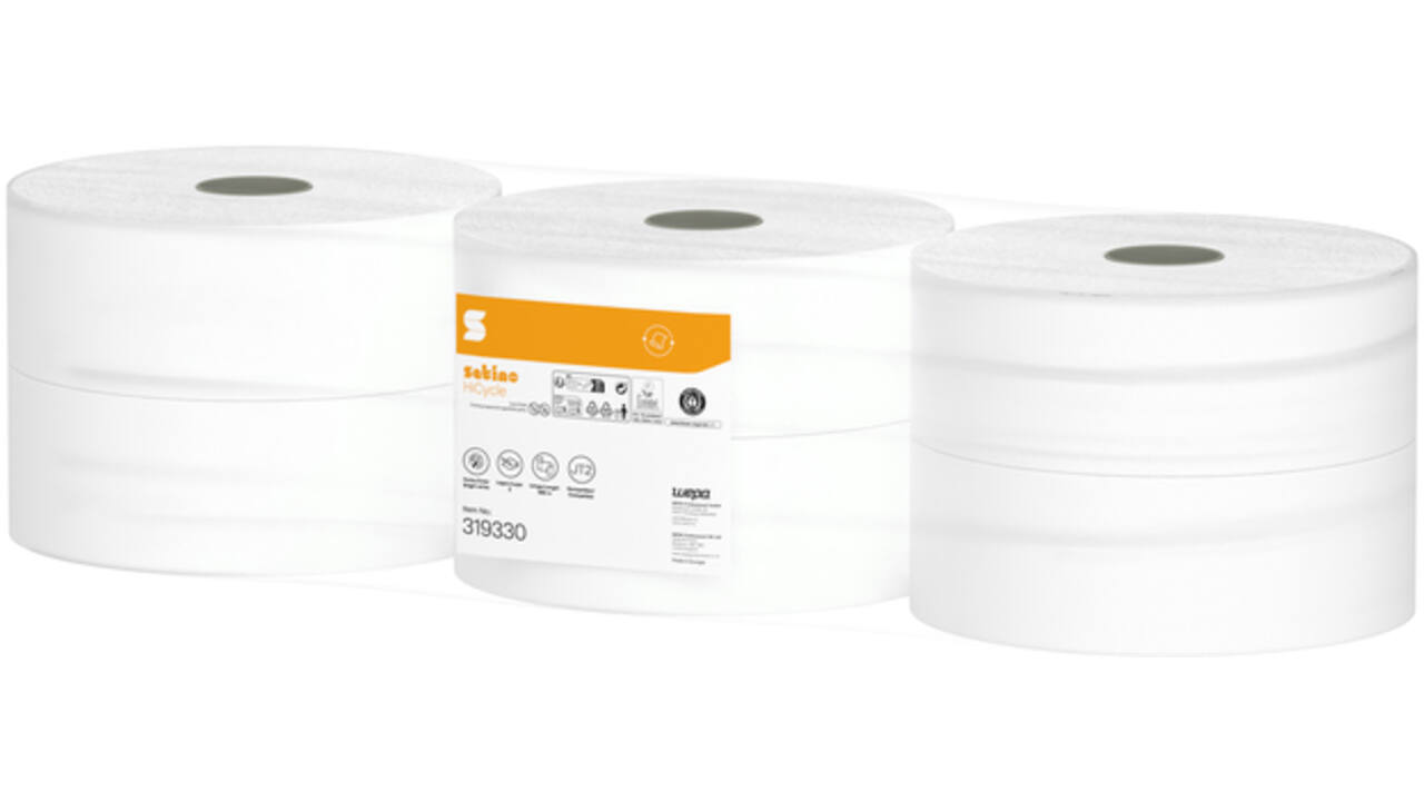 Toiletpapier Satino JT2 HiCycle 2-laags 6x380m wit 319330