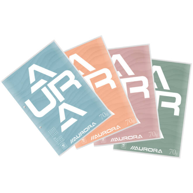 Cursusblok Aurora A4 ruit 5x5mm 2-gaats 200 pagina's 70gr