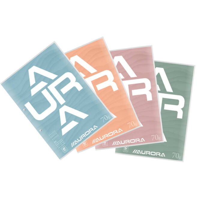 Cursusblok Aurora A4 ruit 4x8mm 2-gaats 200 pagina's 70gr