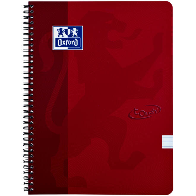 Spiraalblok Oxford Touch A4 lijn 140 pagina's 80gr rood