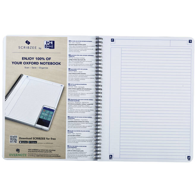 Spiraalblok Oxford Touch A5 lijn 140 pagina's 80gr blauw